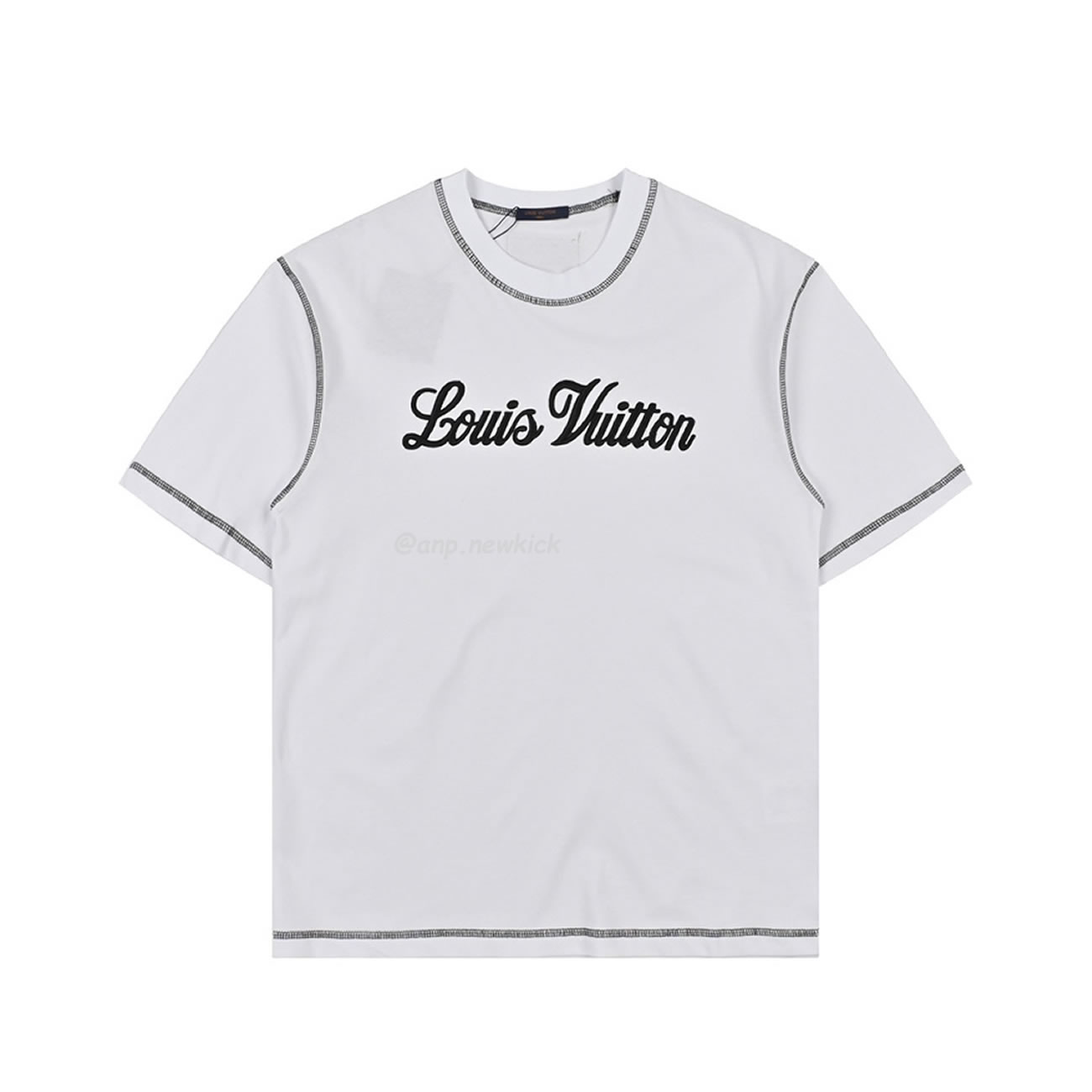 Louis Vuitton 24ss Stitching Cursive Embroidery Letters, Short Sleeves T Shirt (5) - newkick.app